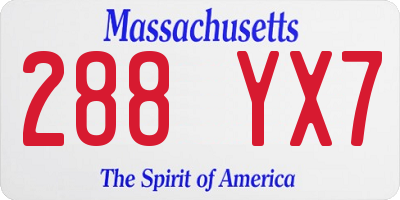 MA license plate 288YX7