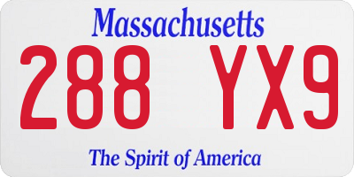 MA license plate 288YX9