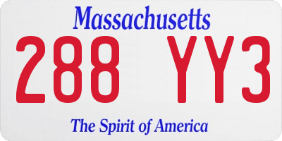 MA license plate 288YY3