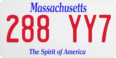 MA license plate 288YY7