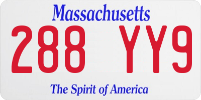 MA license plate 288YY9