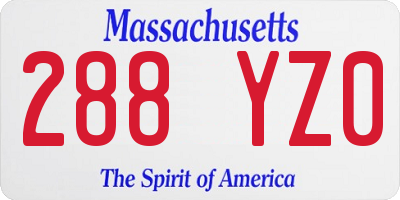 MA license plate 288YZ0