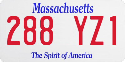 MA license plate 288YZ1