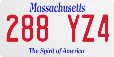 MA license plate 288YZ4