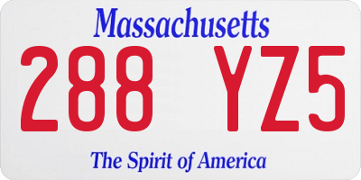 MA license plate 288YZ5