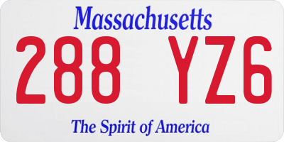 MA license plate 288YZ6
