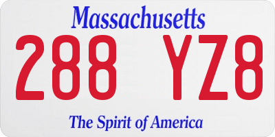 MA license plate 288YZ8