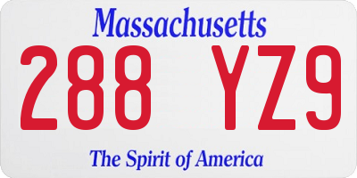 MA license plate 288YZ9
