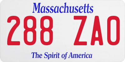 MA license plate 288ZA0