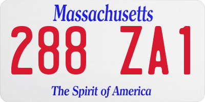 MA license plate 288ZA1