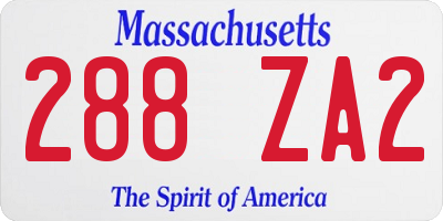 MA license plate 288ZA2