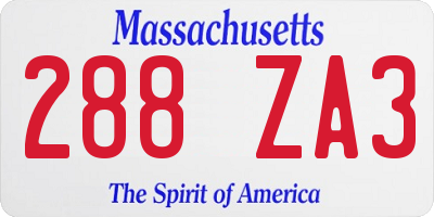 MA license plate 288ZA3