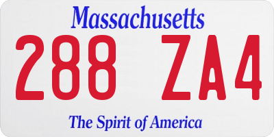 MA license plate 288ZA4