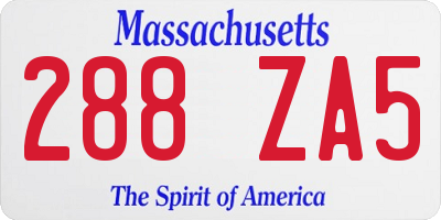 MA license plate 288ZA5