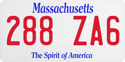 MA license plate 288ZA6