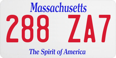 MA license plate 288ZA7