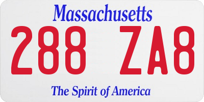 MA license plate 288ZA8
