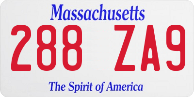 MA license plate 288ZA9