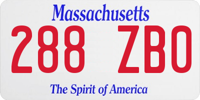 MA license plate 288ZB0