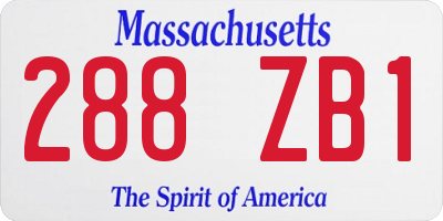 MA license plate 288ZB1