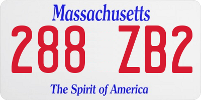MA license plate 288ZB2