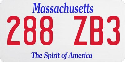 MA license plate 288ZB3