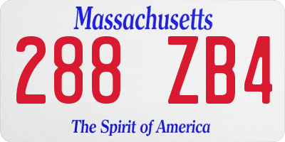 MA license plate 288ZB4
