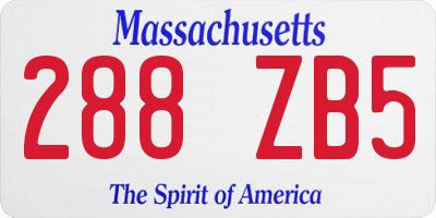 MA license plate 288ZB5