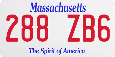 MA license plate 288ZB6