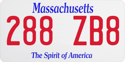 MA license plate 288ZB8