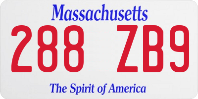 MA license plate 288ZB9