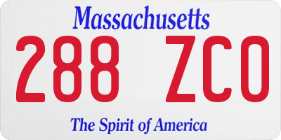 MA license plate 288ZC0
