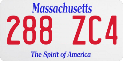 MA license plate 288ZC4