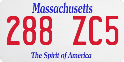 MA license plate 288ZC5