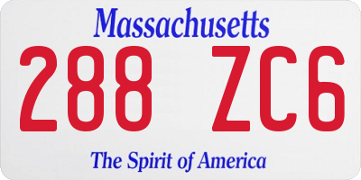 MA license plate 288ZC6