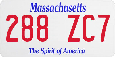 MA license plate 288ZC7