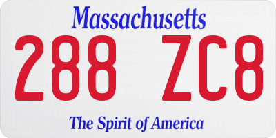 MA license plate 288ZC8