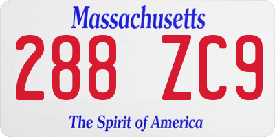 MA license plate 288ZC9