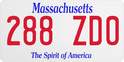 MA license plate 288ZD0