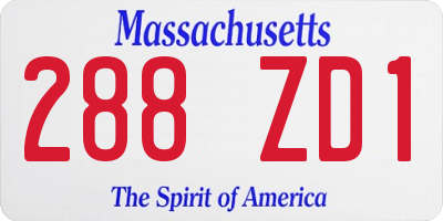 MA license plate 288ZD1