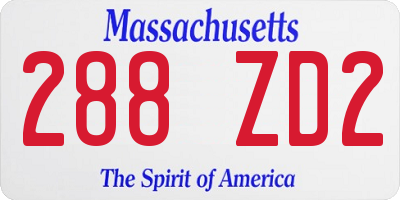 MA license plate 288ZD2