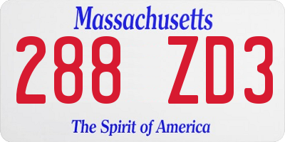 MA license plate 288ZD3
