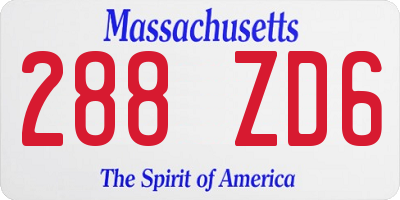 MA license plate 288ZD6