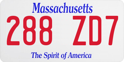 MA license plate 288ZD7