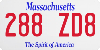 MA license plate 288ZD8