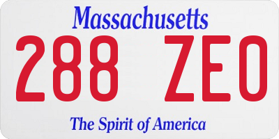 MA license plate 288ZE0