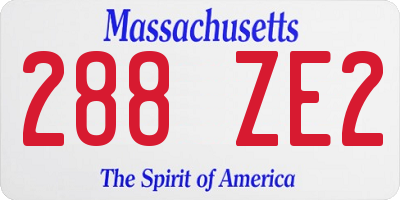 MA license plate 288ZE2
