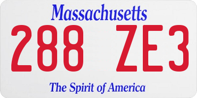 MA license plate 288ZE3