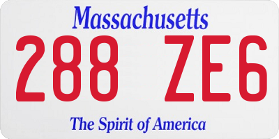 MA license plate 288ZE6