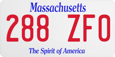 MA license plate 288ZF0